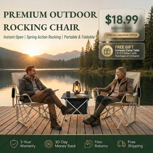 Comfortable Rocking Chair, 350lbs Capacity, Wide Backrest (Free Table Included)