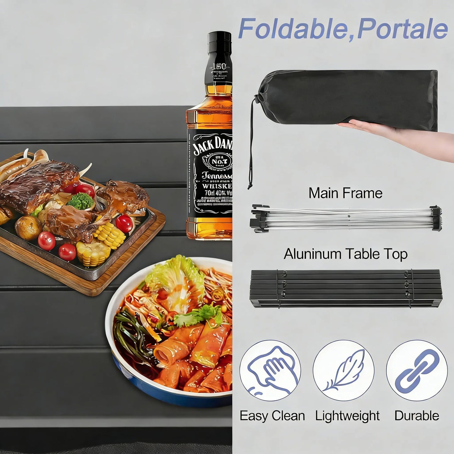 Ultralight Aluminum Folding Table with Bag, Multi-Use for Outdoor