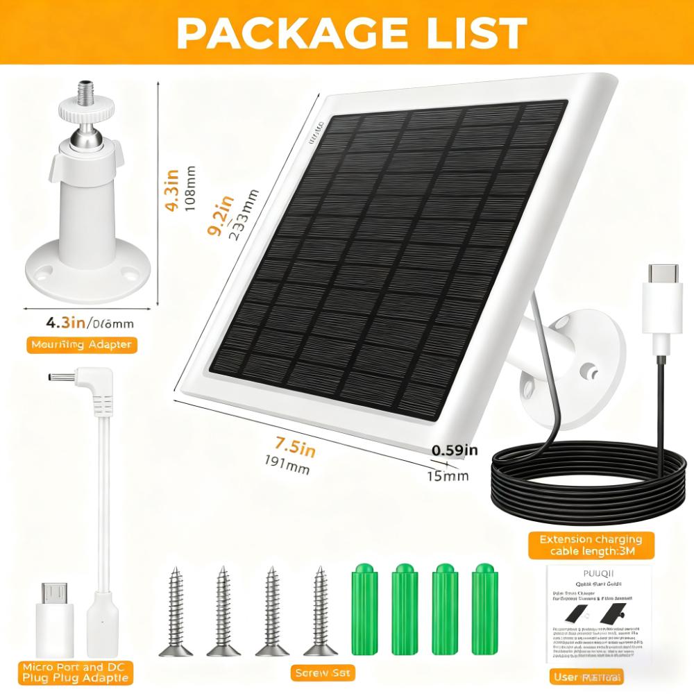 8W Weatherproof Solar Panel for Outdoor Security Cameras