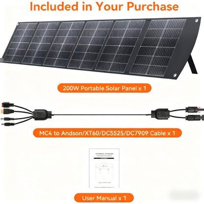 200W Ultra-Compact Foldable Portable Solar Panel Kit for Outdoor & RV Use